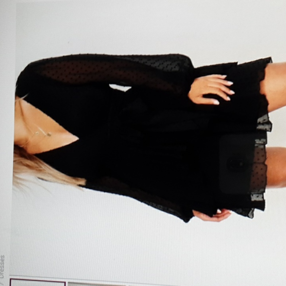Boo Hoo Ruffle Hem Dobby Mesh Skater Dress